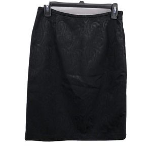 Black Straight Pencil Skirt Peck & Peck Sz 8P Buckingham Paisley Knee Length NWT